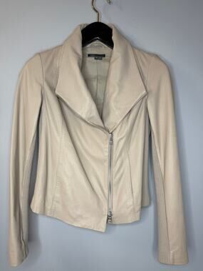 Vince Y2K Women's Lambskin Leather Moto Jacket Cream Women's XS Gilmore girls